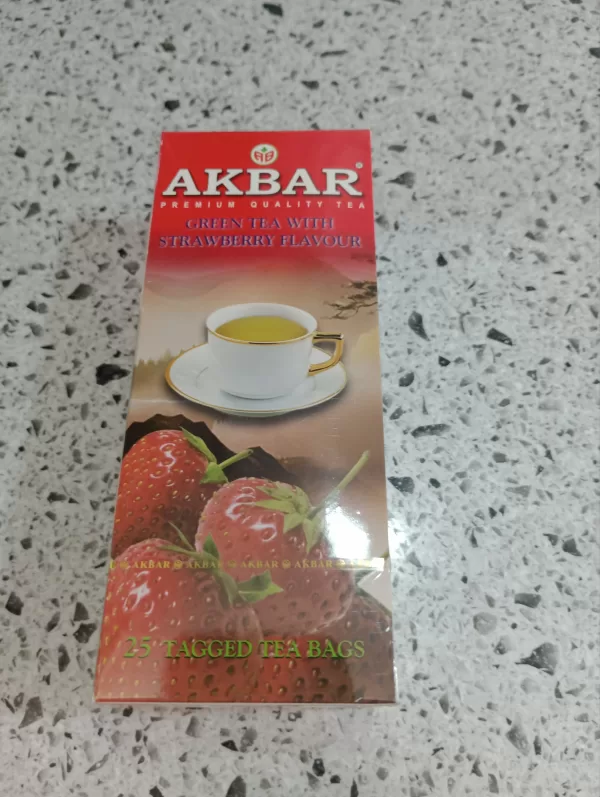 Акбар зеленый чай с клубникой, 20 пакетиков